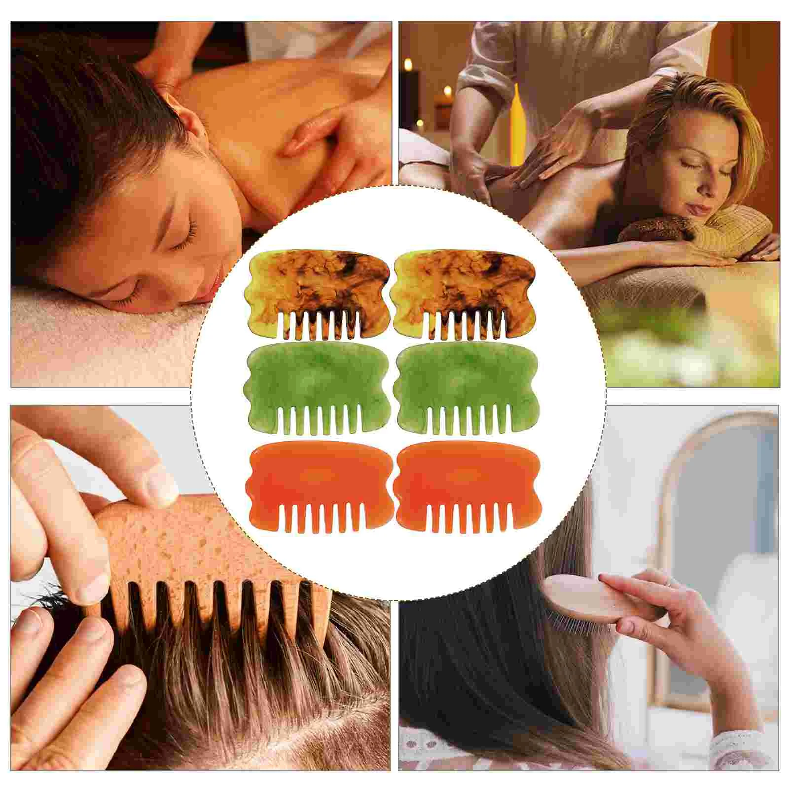 6 PCS Facial Tools Scraping Board Massage Multifunctional Comb Curls for Gua Sha