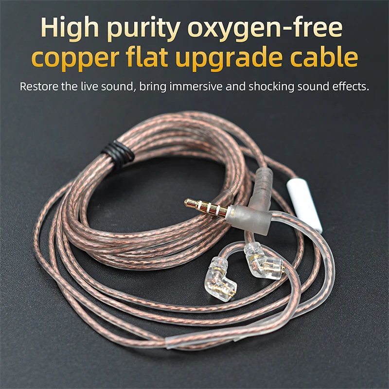 KZ Headphone Cable Oxygen-free Copper Flat Upgrade Cable Original Wire For KZ Earphone