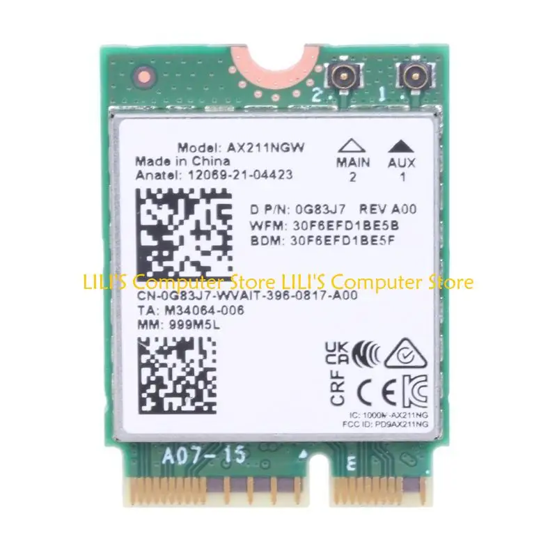 

AX211NGW Fast Wireless Card Fast WiFi Networking Adapter CNVio2 Interfaces 2.4/5/6G Bluetoothcompatible5.3 for Laptops