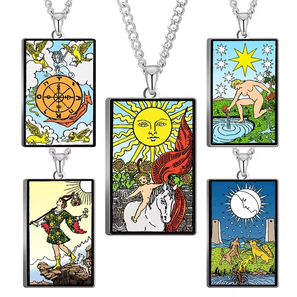 

2025 Personalized photo custom necklace tarot card color picture pendant 304 stainless steel jewelry anniversary gift