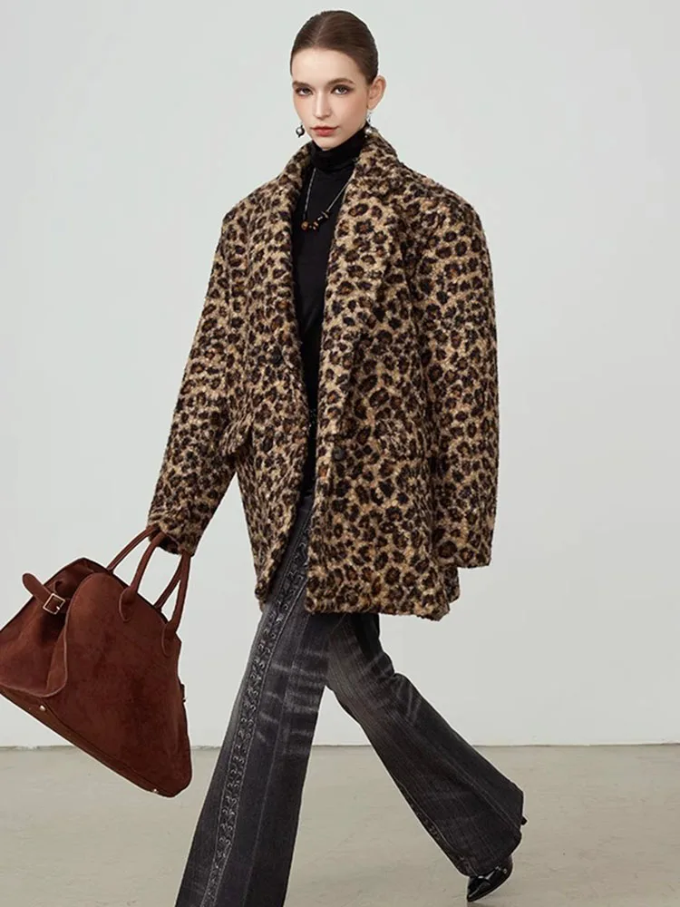 ZADORIN High Street Elegant Leopard Suit Faux Fur Jacket Long Cool Double Faced Faux Fur Coat Woman Autumn Winter Clothes Coats