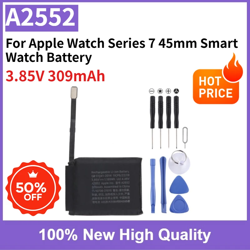 A2552 3.85V 309mAh Brand New 0-Cycle Replaceable Battery For Apple Watch Series 7 45mm Smart Watch Battery Large Capacity