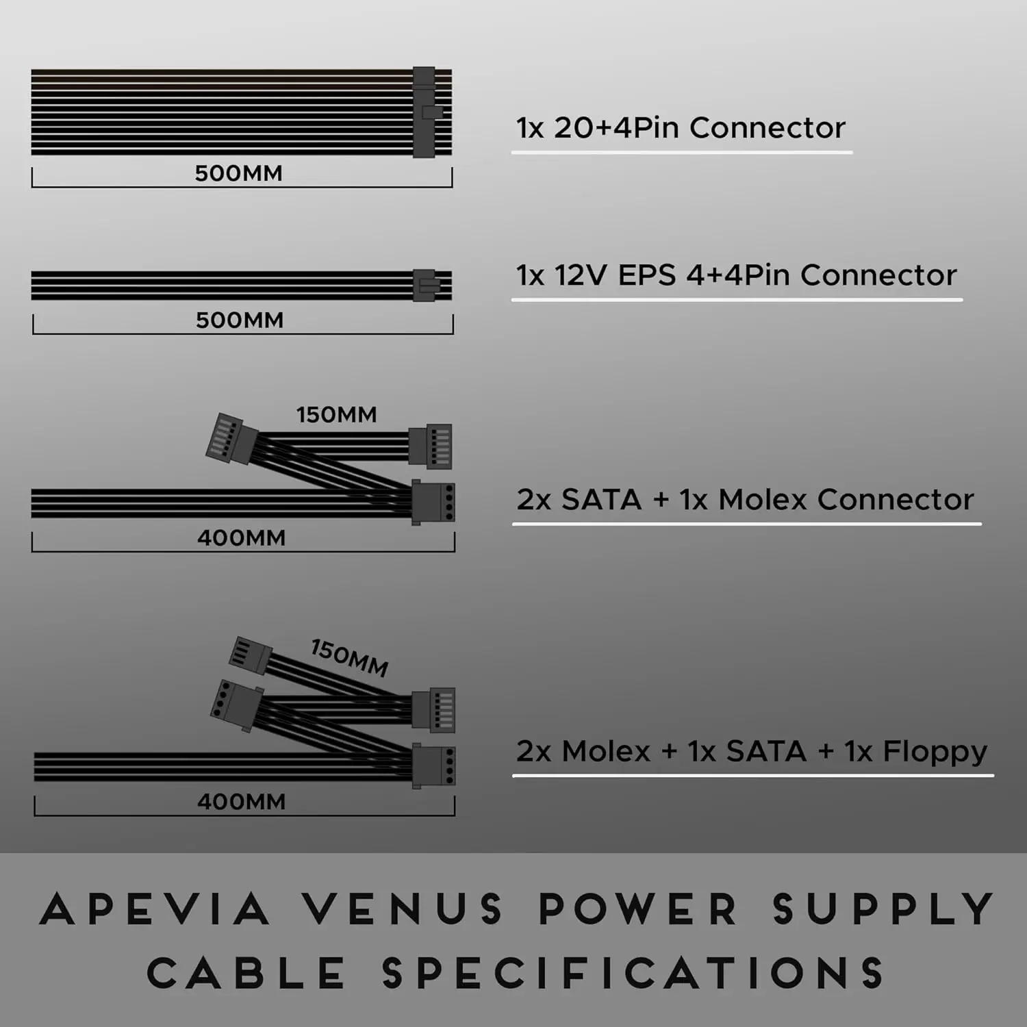 Fonte de alimentação ATX VENUS450W 450W com ventilador de 120 mm com controle térmico automático, interruptor 115/230V, todas as proteções