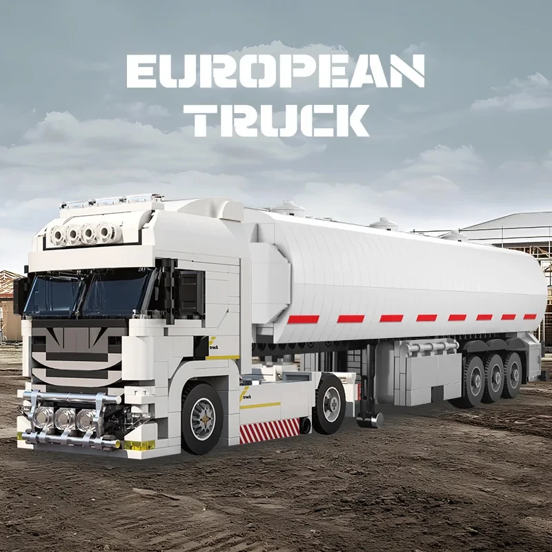 

European Truck Head Building Blocks Connectable Container Trailer Model Bricks Educational DIY Toys For Children's Gifts