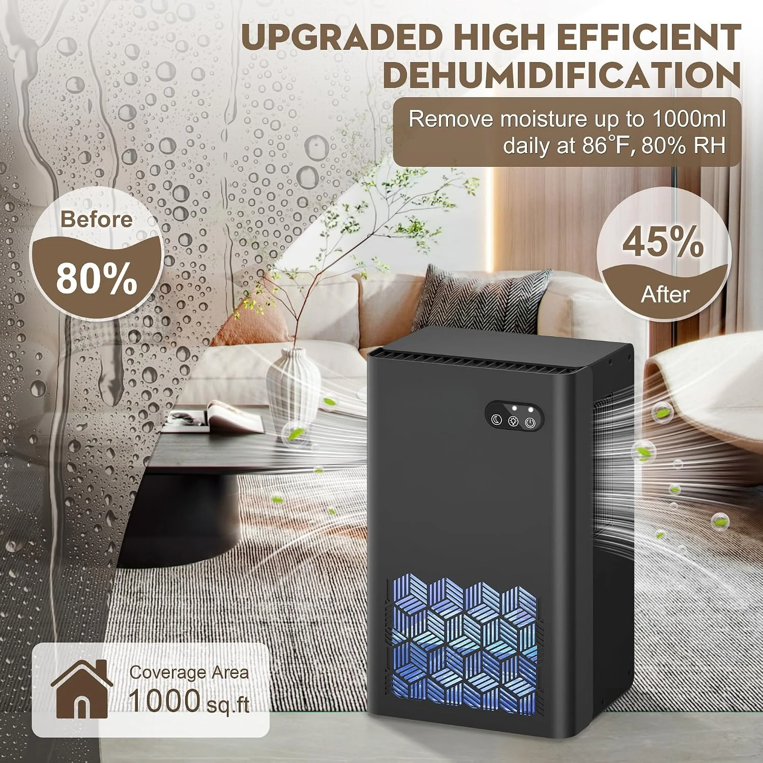 2026 New Upgrade Dehumidifier For Home, 1000 Sq.ft Dehumidifiers For Basement Bedroom Bathroom With 95 OZ Water Tank, Aut