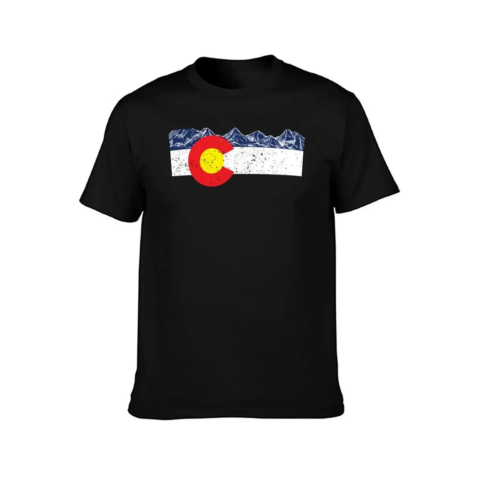 Colorado Flag Mountain Gift Vacation Colorado Day Denver T-Shirt anime stuff Men's cotton t-shirt