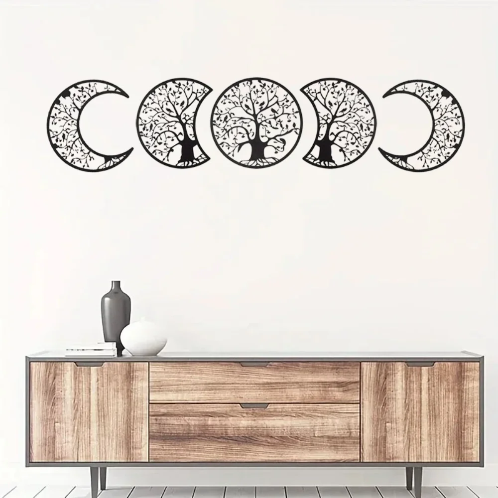 

Discover The Charm of 5pcs Bohemian Moon Phase Wall Hanging. A Must-Have Metal Lunar Aesthetic for Your Decor