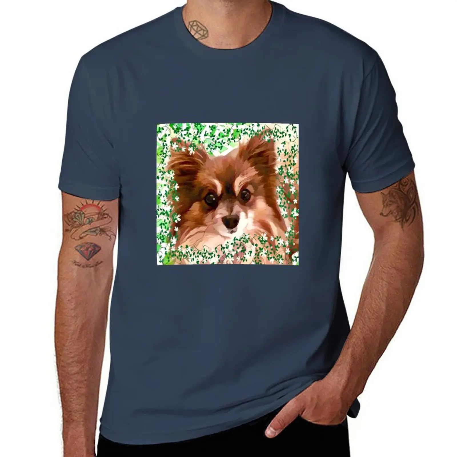 New Teddy the Pomeranian T-Shirt plus size tops korean fashion anime black t shirts Men's t-shirt