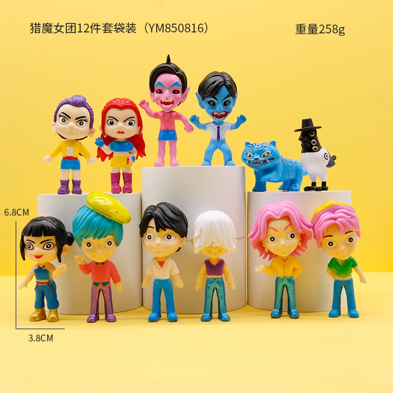 

12pcs/Set Kpop Demon Hunters Action Figure Toy Derpys Tiger Rumi Mira Zoey Sussy Figurine Doll For Fans Gift