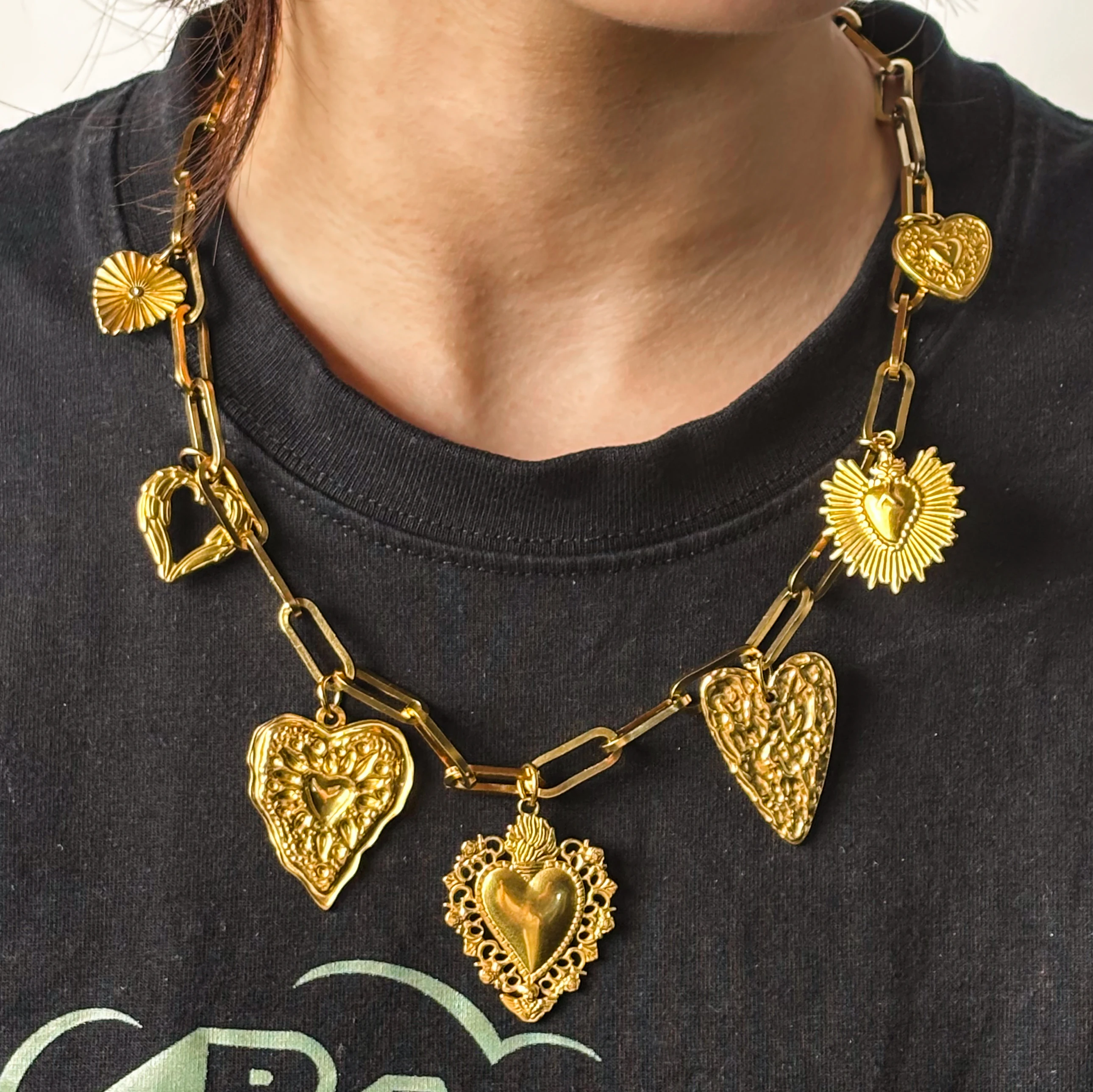 

SOVOB Y2K Style Heart Love Stainless Steel Pendant Necklace Women's Fashion KPOP Necklaces Party & Vacation Essential Accessory