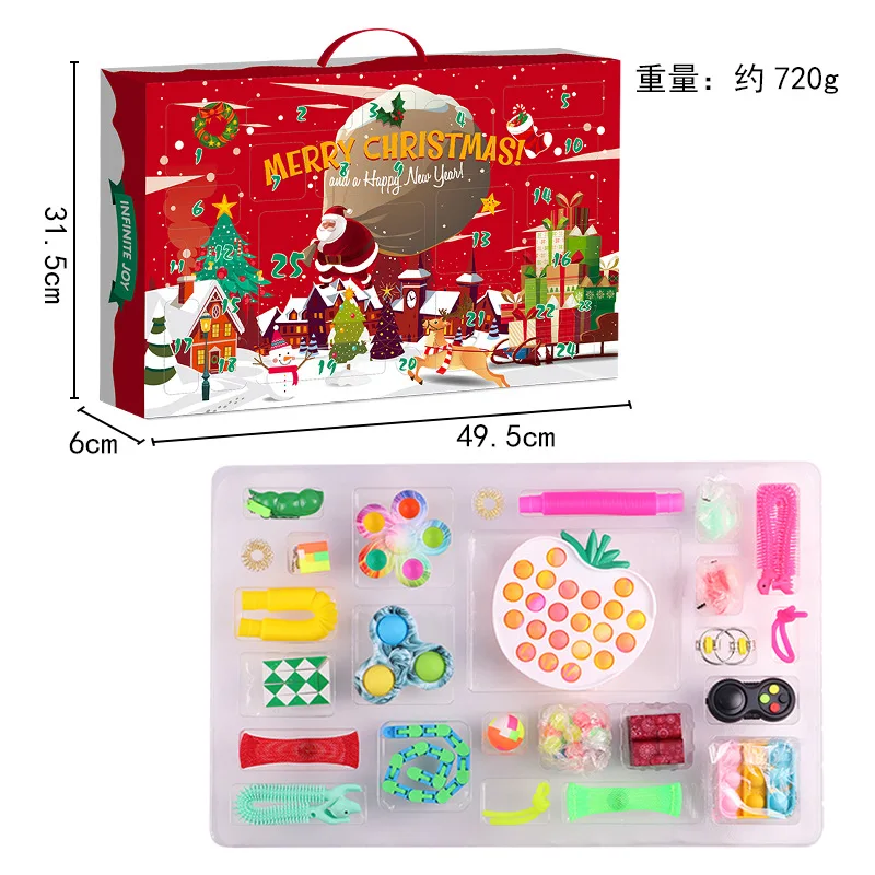 In Stock 24-25Pcs Christmas Advent Calendars 24 Days Fidget Toys Lucky Mystery Blind Box Xmas Gifts Novelty Surprise For Kids