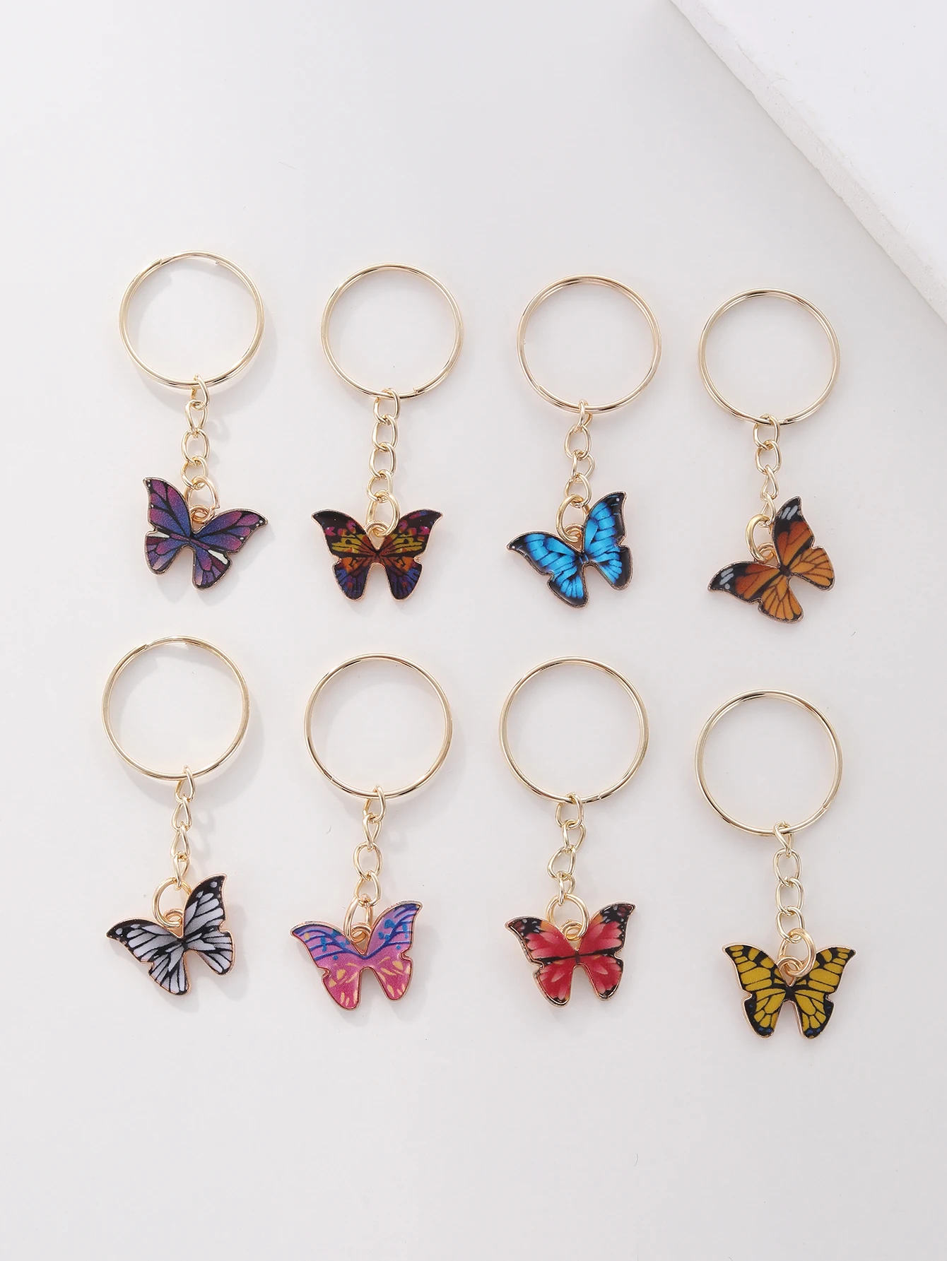 8 stücke Boho Schmetterling Schlüssel bund niedlichen Sommer Tier Schlüssel anhänger Ring Geldbörse Tasche Rucksack Charme Ohrhörer Fall Abdeckung Zubehör Frauen Geschenk – Detail 3