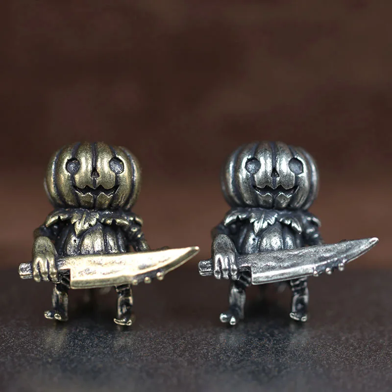 Pumpkin Demon Brass Knife Beads Halloween EDC DIY Paracord Woven Lanyard Pendants Bracelets Charms Jewelry Hangings Accessories