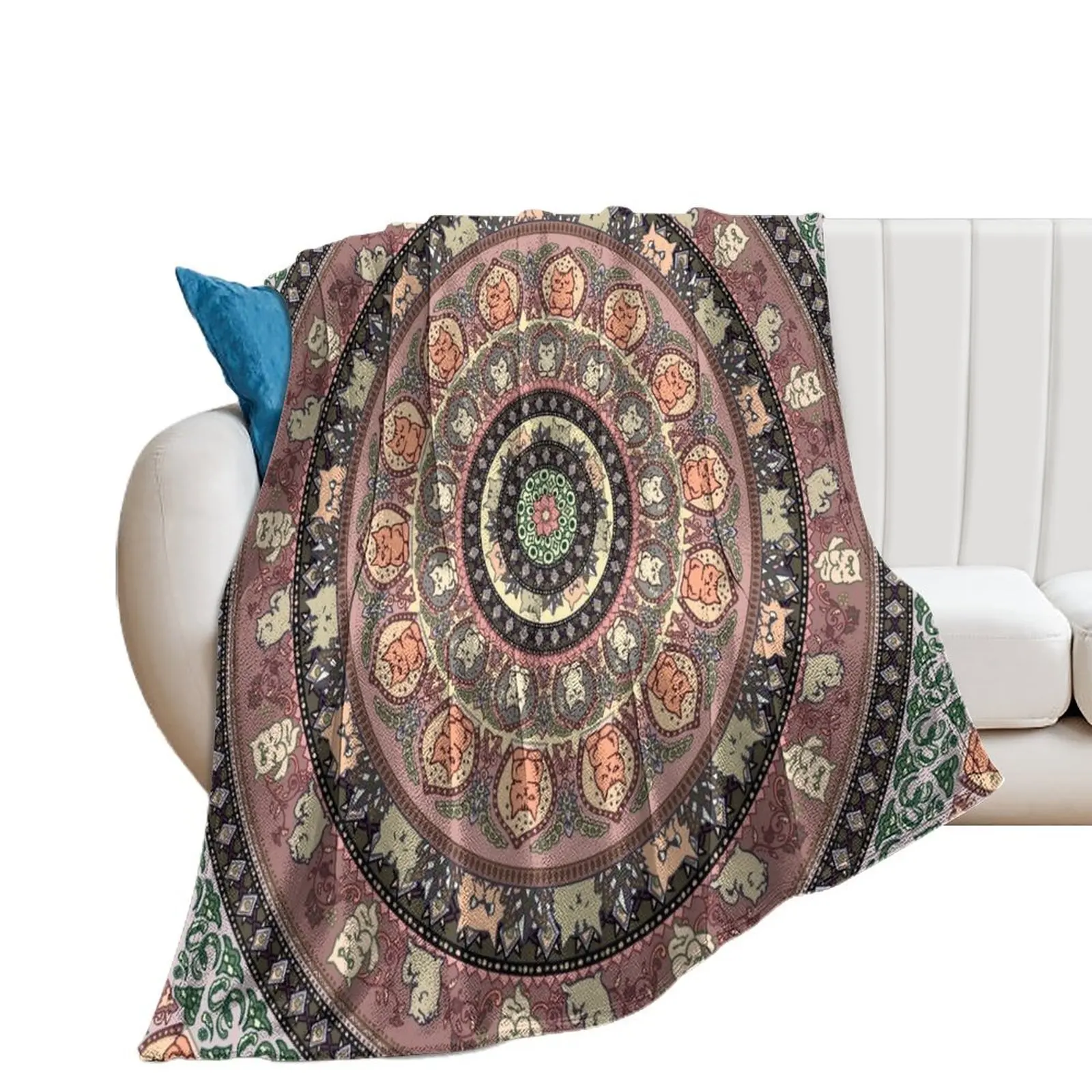 

Cat Yoga Medallion Throw Blanket Summer Blankets For Sofas Blankets