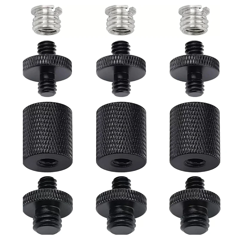 12 Stück/Set 1/4 Zoll auf 3/8 Zoll weibliche Adapterschrauben, männliche Schrauben, Metallschrauben für Kamerastativ, Fotostudio-Konvertierungsschrauben-Set