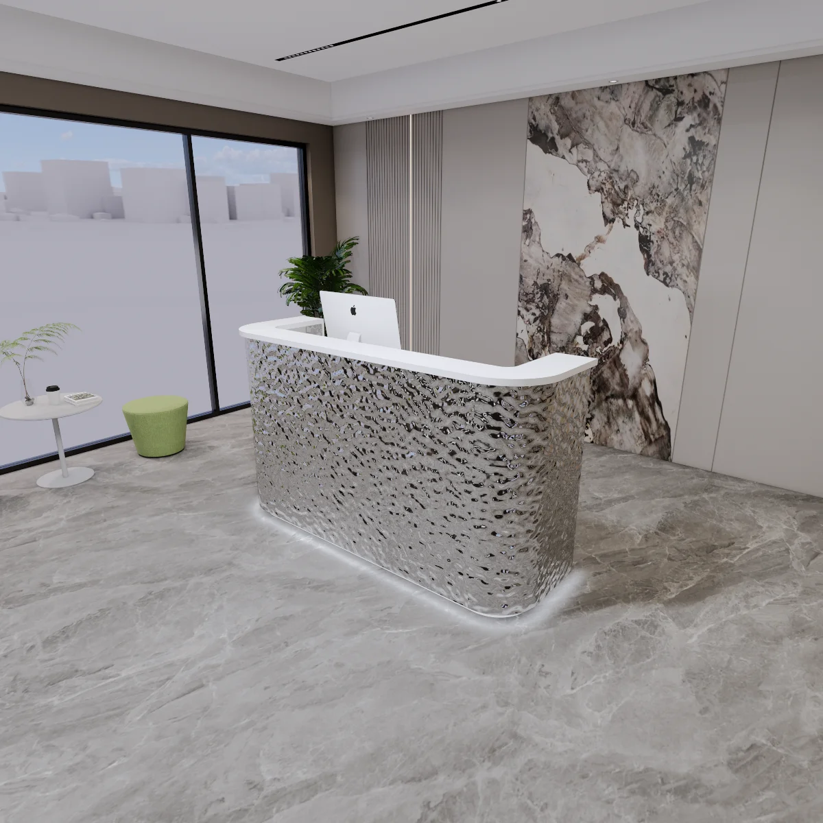 

Стойка регистрации компании из нержавеющей стали, светильник, роскошный магазин одежды, касса