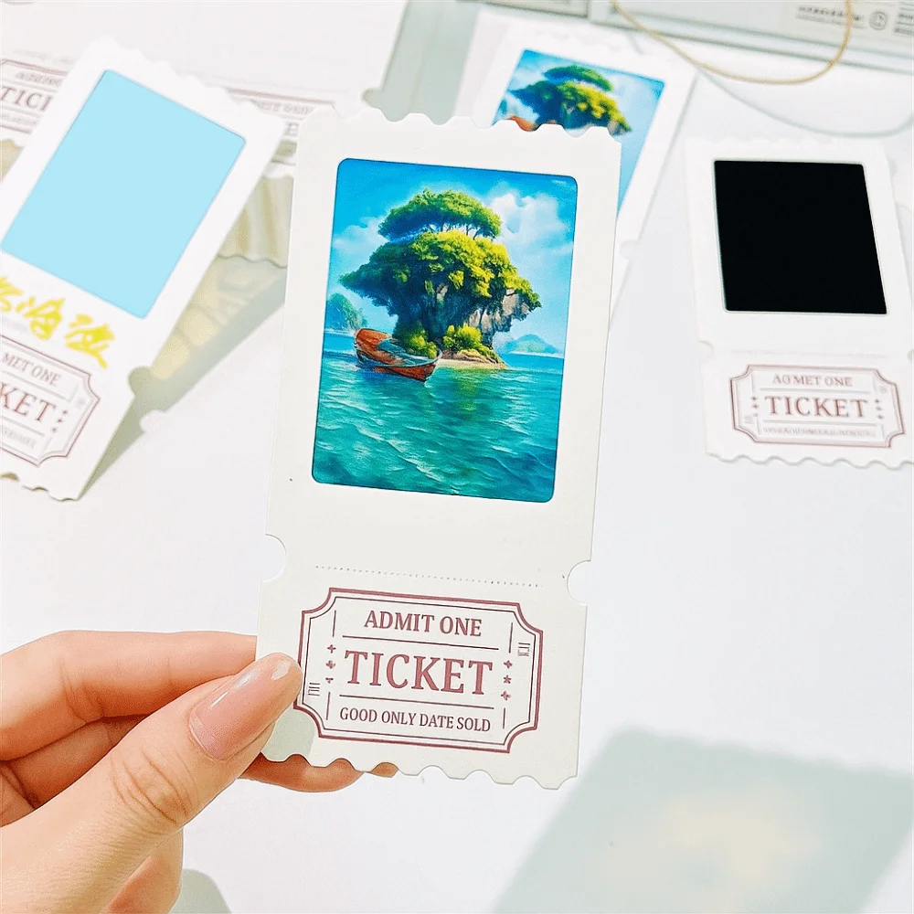 20Pcs Paper Film Ticket Root Bookmark Collectible DIY Scrapbooking Slideshow Transparent Card Peripheral Blank Ticket Root Frame