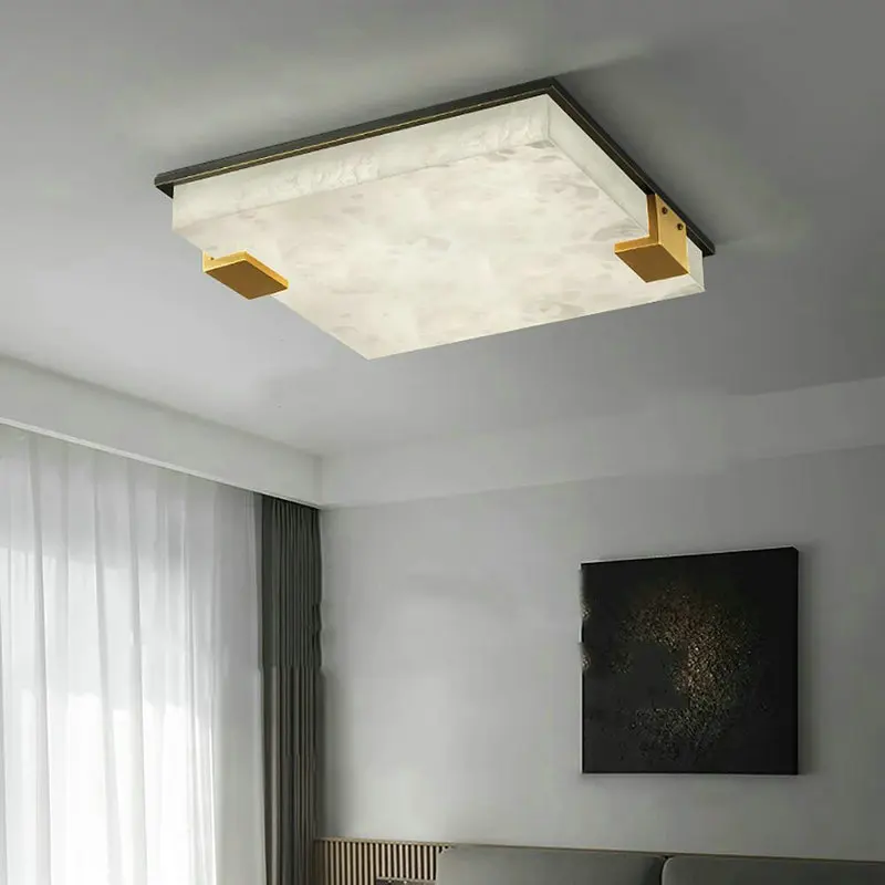 

Роскошный потолочный светильник из меди черного и золотого цвета, современный квадратный потолочный светильник из мрамора, светильники для домашнего декора GN712SX