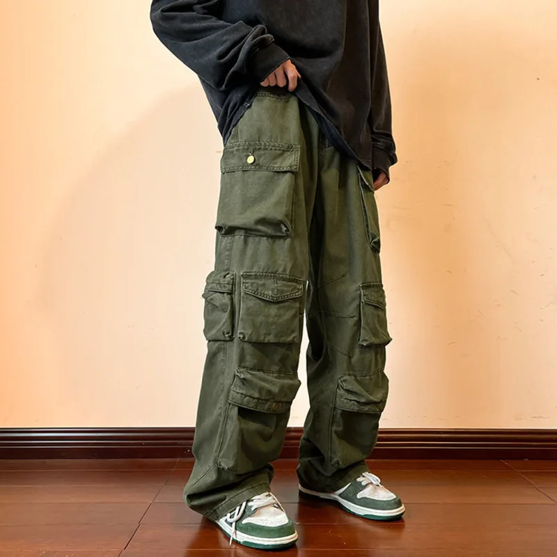 

Y2k Men's Cargo Pants Multi Pocket 2024 Spring Summer New Streetwear Trousers Male Hiphop Overalls High Street Safari Style