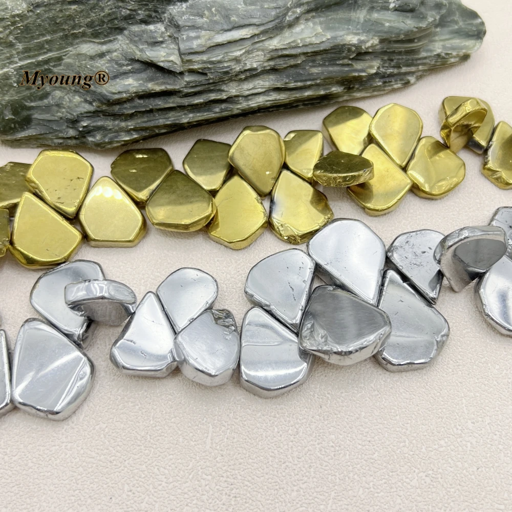 Titanium Plated Irregular Top Drilled Natural Agates Quartz Slice Pendant Beads MY230760