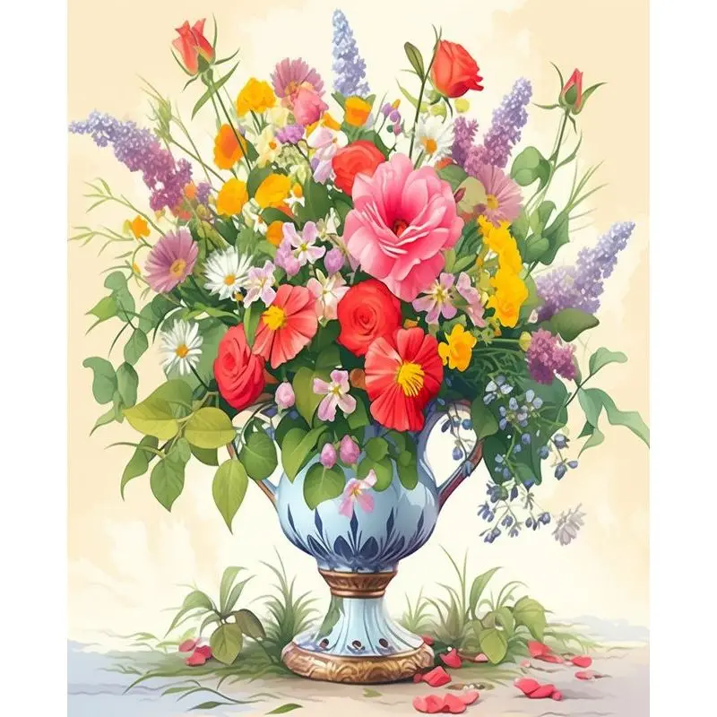 

RUOPOTY Diy Paint By Numbers Kit Wheat Ears And Flower Clusters Easy Hand Drawn Picture Paint Digital Painting Beginner Kit Home