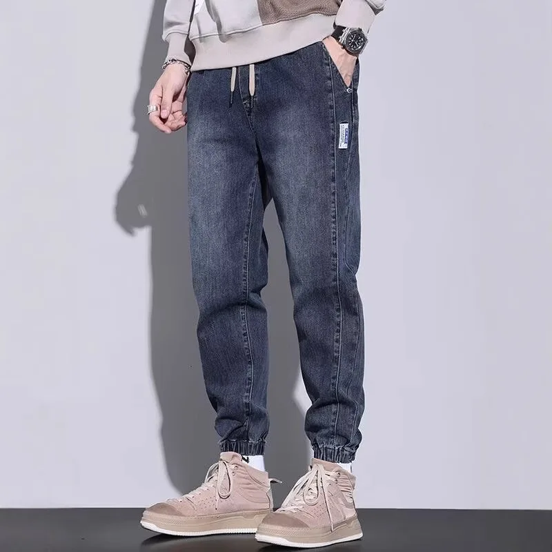 Men Jogger Jeans Tapered Leg Denim Pants Korean Style Loose Trousers Casual Streetwear Jeans for Men
