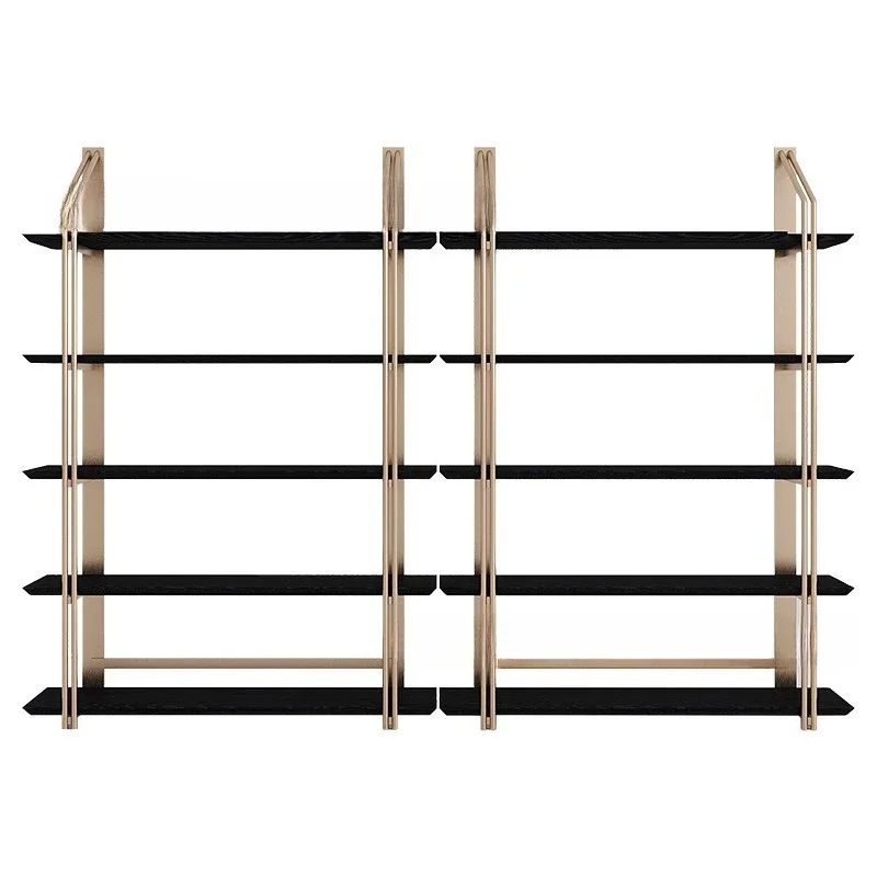 Modern stainless steel bookshelf floor-to-ceiling office partition bookcase creative shelf light luxury bogu shelf Nordic