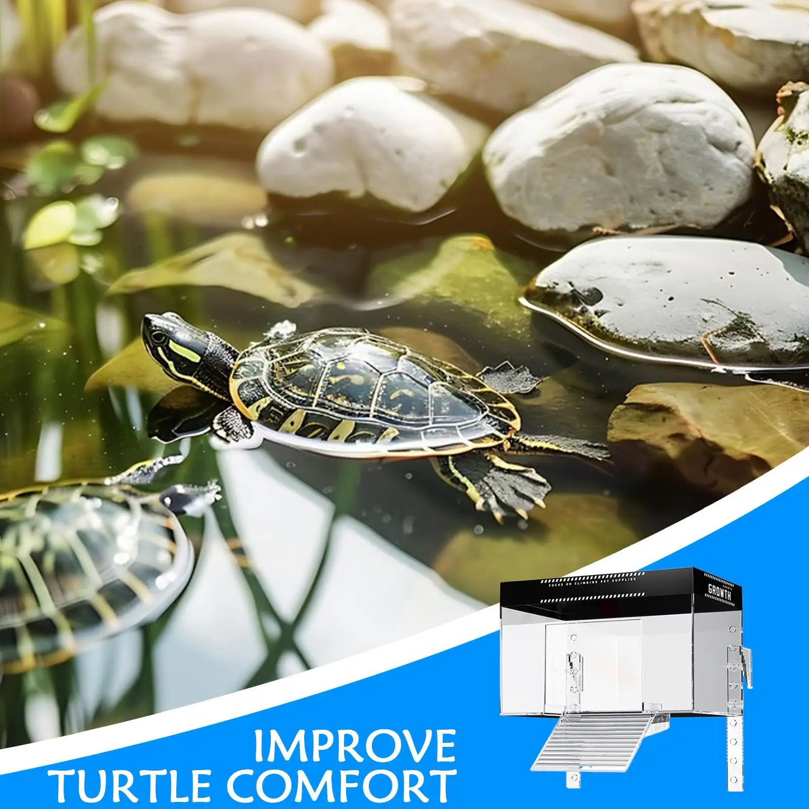 Pet Turtle Basking Area With Ramp Turtle Tank Basking Area Over Tank Reptile Resting Land Turtle Basking Area Habitat For home - view 3