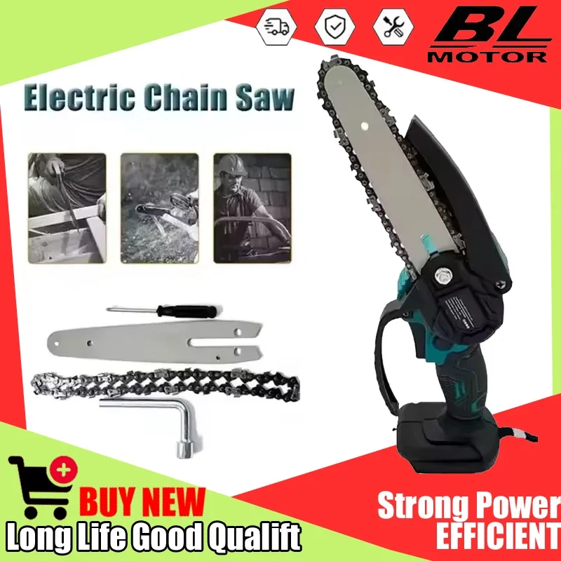 

6-дюймовая электрическая цепная пила, портативная ручная пила для распиловки древесины, садовая пила для обрезки деревьев, совместимая с аккумулятором Makita 18V, мощный инструмент