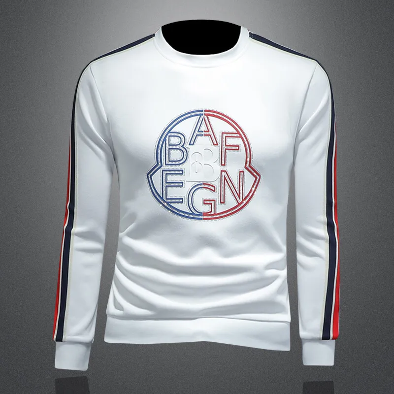 

Long Sve Hoodie Men's Casual round Ne Base irt 2025 Autumn New Stripe Printed Comfortable Cotton Polyester Blend Sweat...