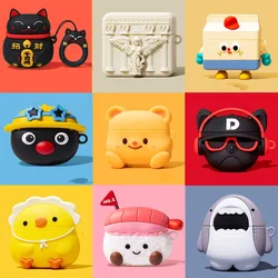 3D Cheese Duck Cartoon Bear Case for AirPods 4 Cover Silicone Soft Earphone Cover for Apple AirPods Pro 3 Case for AirPods 3