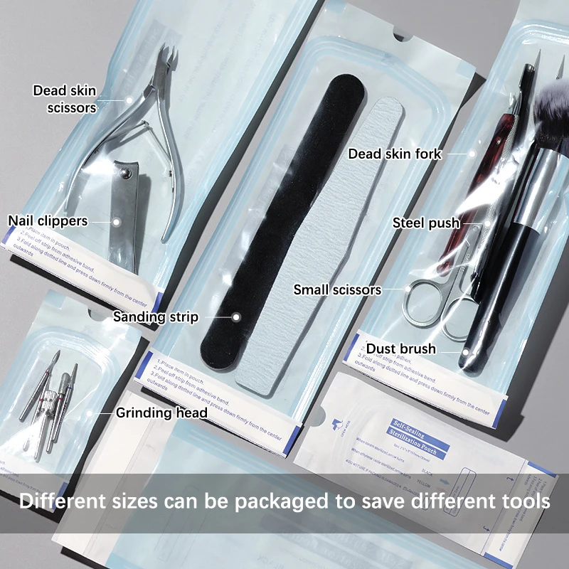 10 шт., пакеты для стерилизации ногтей с застежкой-молнией