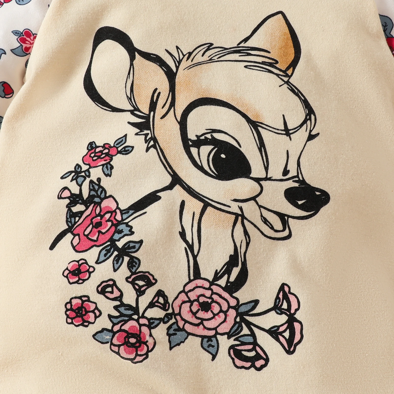 Autumn winter baby baby cartoon deer print flower print hooded long sleeve clothing crawl comfortable