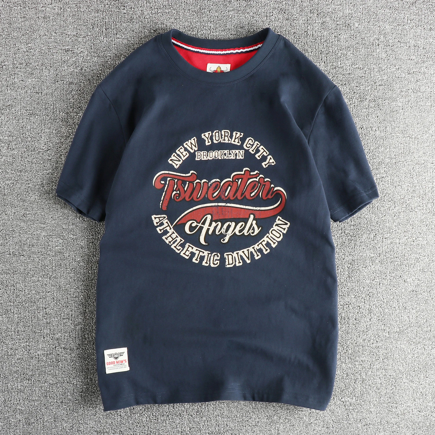 2025 Summer New American Retro Short Sleeve O-neck Letter Printed T-shirt Men's Fashion 100% Cotton Washed Casual Youth Tops