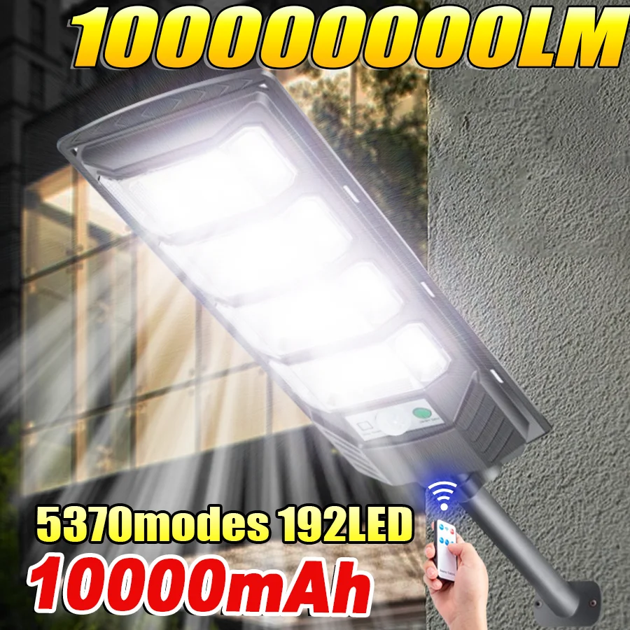 

2025 10000mAh Outdoor Solar Light Sunlight 192LED Powerful Outdoor Sensor Solar Light Spotlights Garden Outdoor Street Wall Lamp