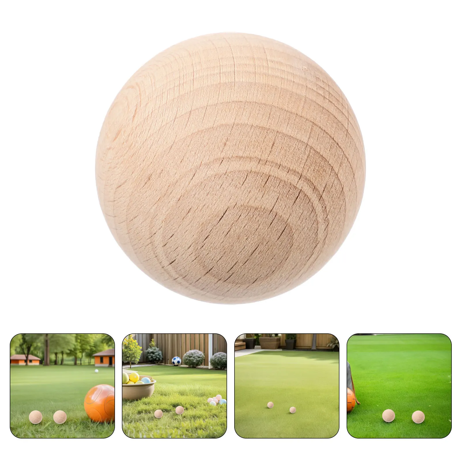 

4Pcs Kids Croquet Balls 3.5cm Solid Natural Wood Outdoor Game Set for Backyard Garden Fun Wood Bocce Ball Set