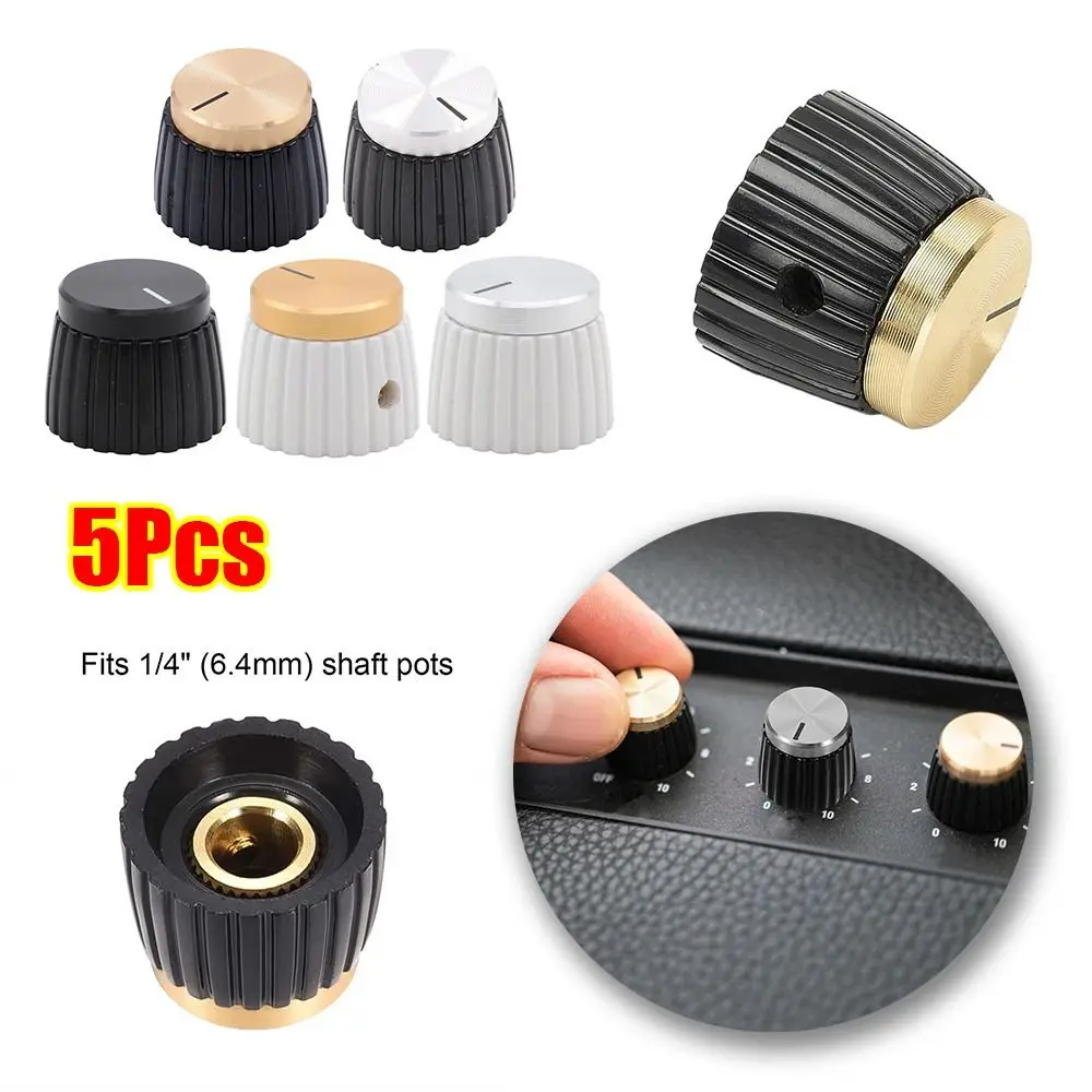 5Pcs 20x16mm Guitar AMP Pointer Knob Cap Plastic Heat Resistance Amplifier Knob Replacement Set Screw Fixed Effect Pedal Knob