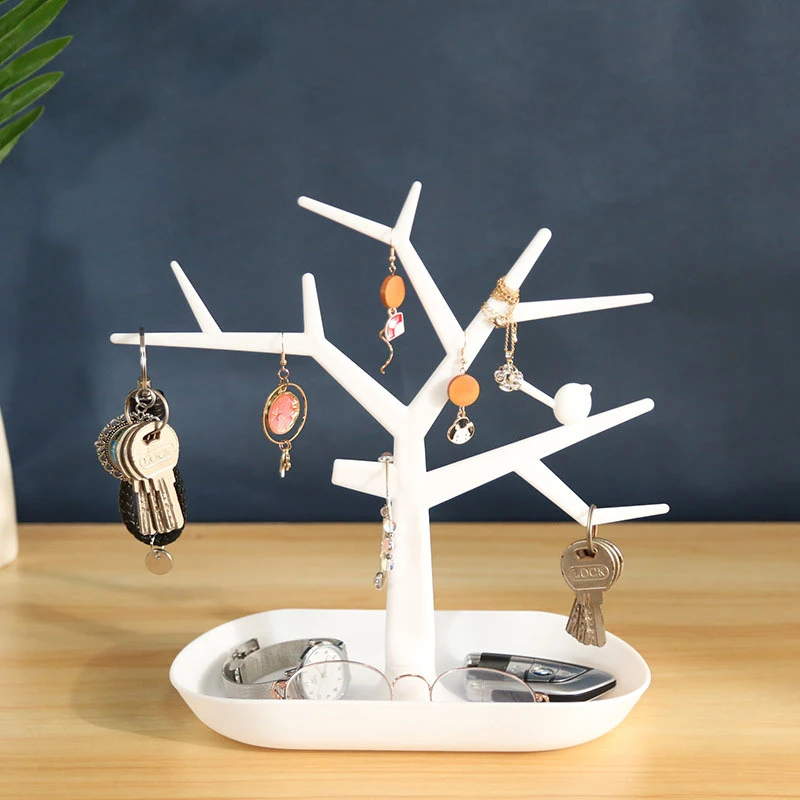 Tree-shaped colorful creative jewelry stand pendant ring earrings display stand bird tree display hanger wholesale