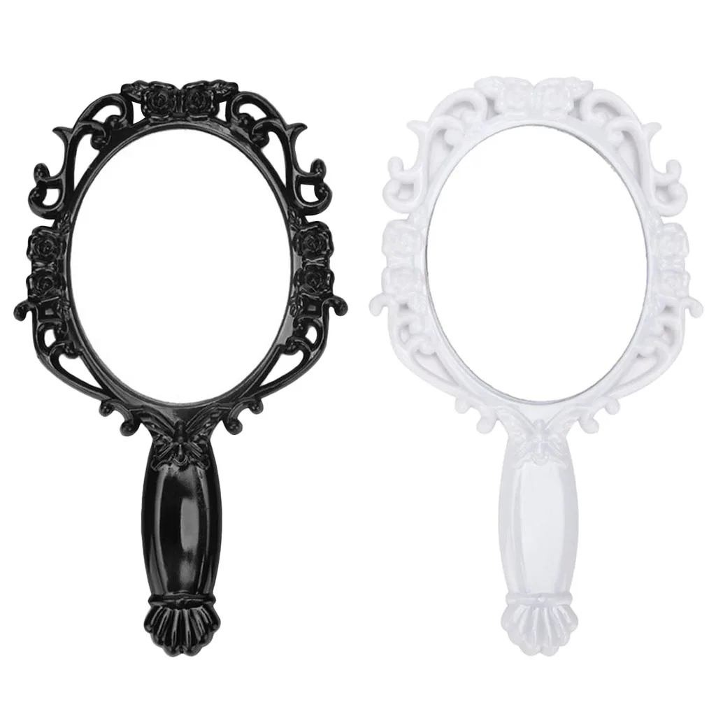 Senhora retro mão vaidade espelhos ovais maquiagem cômoda bolso tamanho espelho