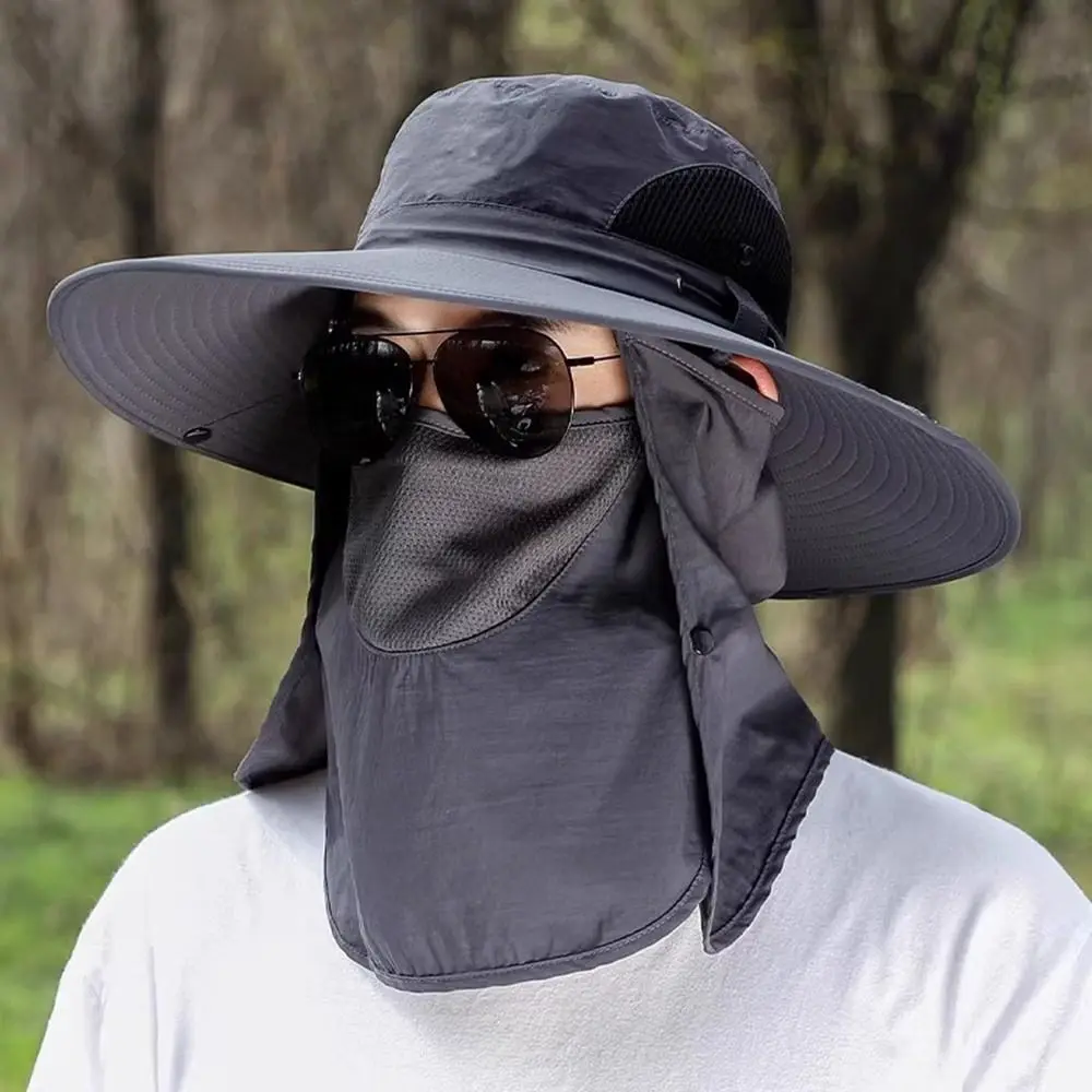 Fashion Neckline Mask Man Sun Hat Mesh Face Mask Summer Cover Face Cap Garden Work Hat Removable Sun-cream Bucket Hat Summer