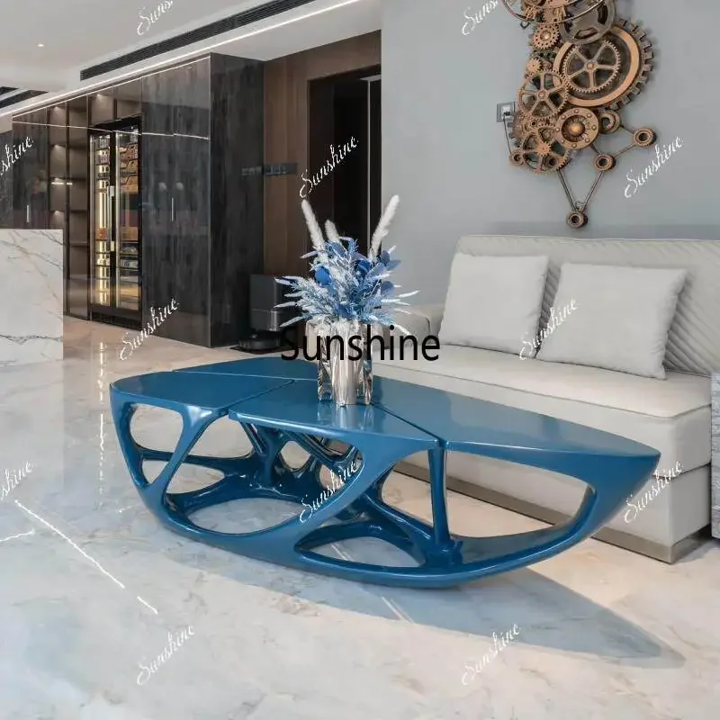 

YSpecial-shaped hollow coffee table sales department, beauty salon fiberglass negotiation, tree root tea table