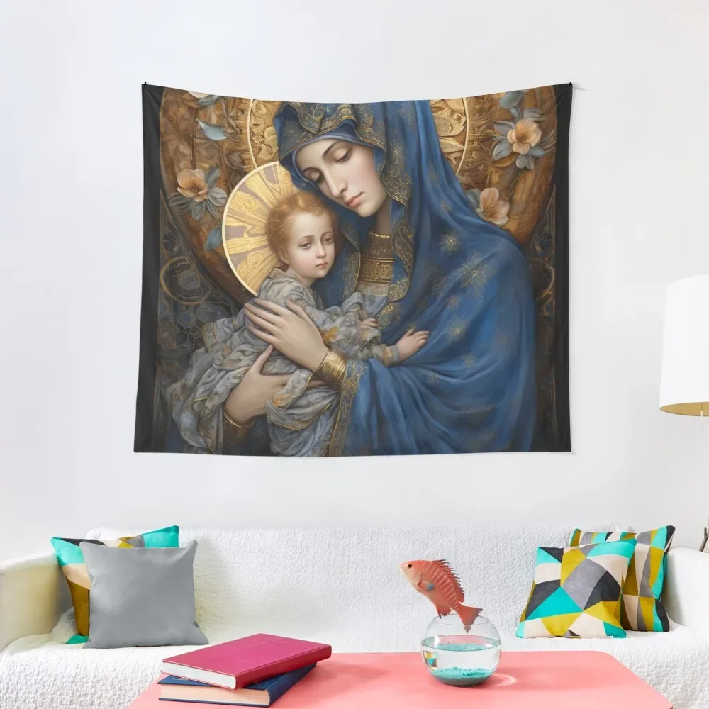 

Mary and Child - Catholic Icon Tapestry Wallpaper Wallpapers Home Decor Home Decorations Aesthetic Tapestry