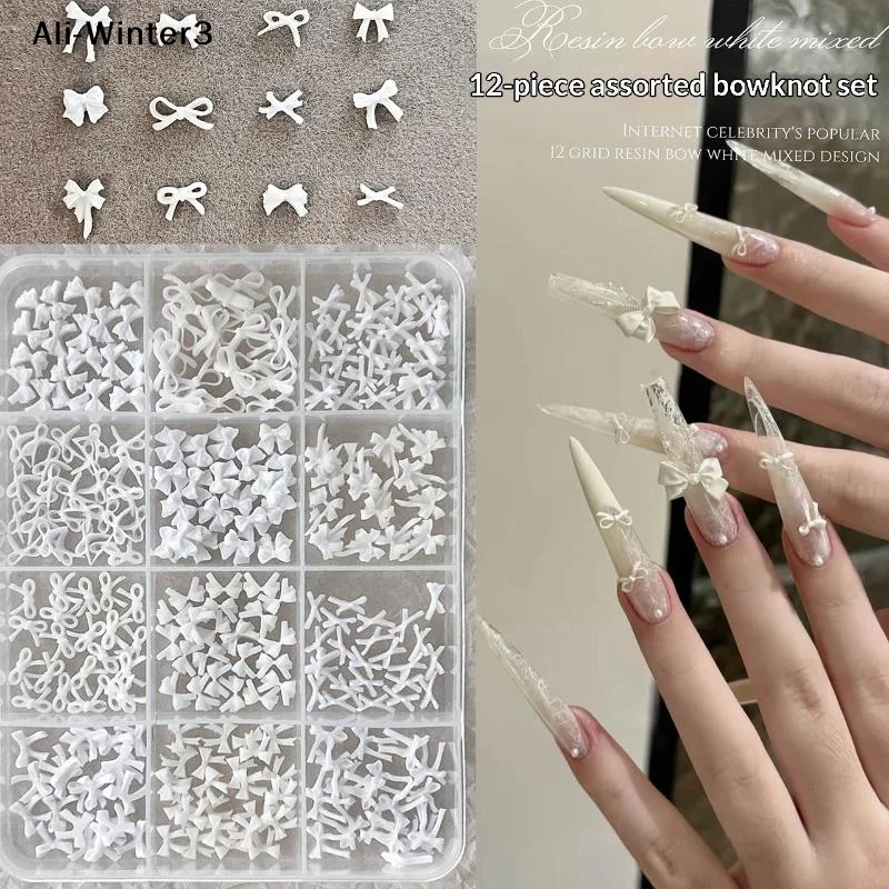 

【R】Bow Mixed White Mini Nail Art Nail Rhinestone Nails Decals Nails Art Design Nail Charm Nail Art Decoration Charm Accessories