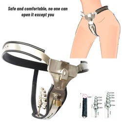 Female EMCC Stainless Steel Silicone Chastity Belt with Shield Design with Anal Plug Vaginal Pants Device Adult Sex Toys Women