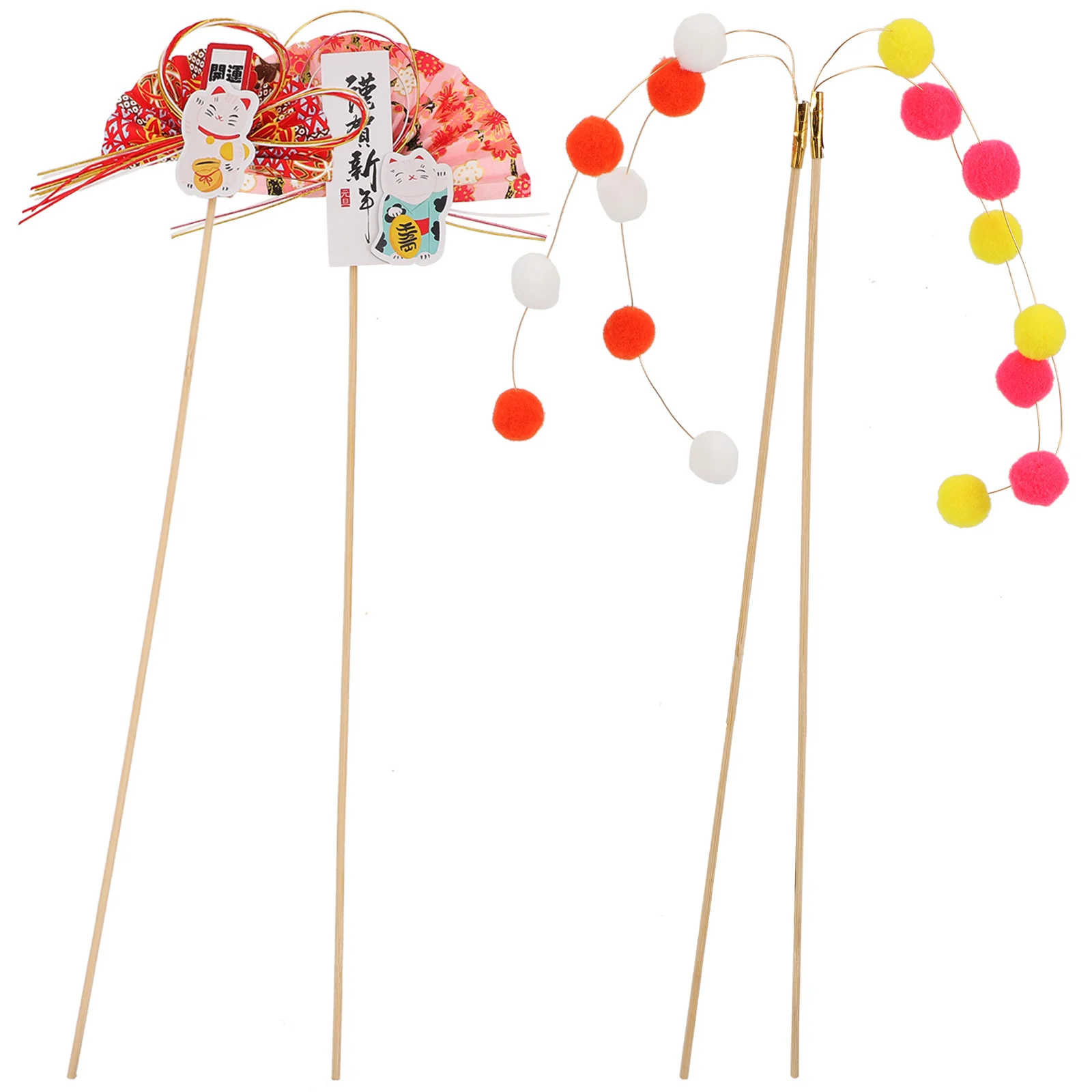 

4 Pcs Flower Stick Decoration Japanese Style Picks Craft Paper Bright Color Non Fading Party Home Cake Cupcake Fruit Drink