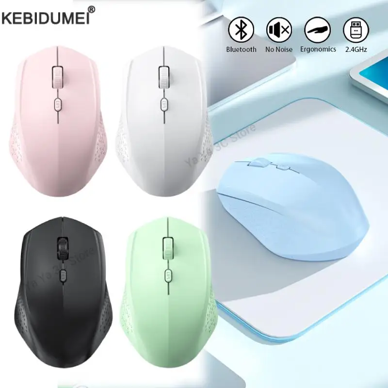 

Wireless Mouse Dual Mode Bluetooth-compatible 2.4G USB Mute Mice Rechargeable Gamer Mouse For Laptop Pad Tablet Macbook Mause
