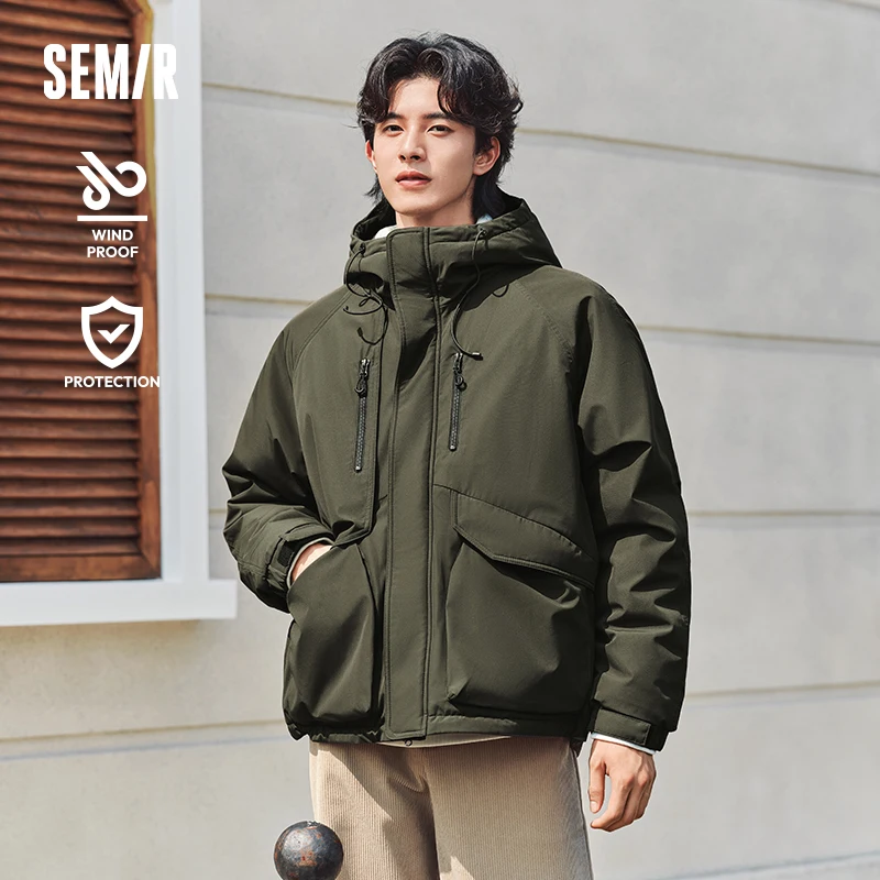 Semir Cotton-Padded Jacket Men 2024 Winter Waterproof, Oil-Resistant, Stain-Resistant and Windproof Outerwear Loose