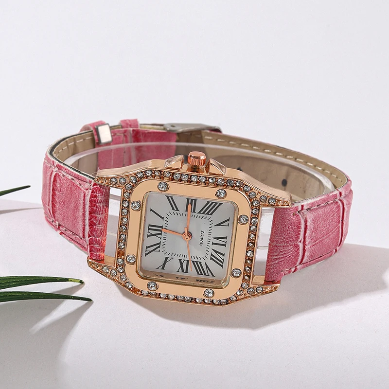 6pcs orologio al quarzo moda donna orologio femminile collana farfalla rosa bracciale Design di lusso orologio da polso in pelle da donna