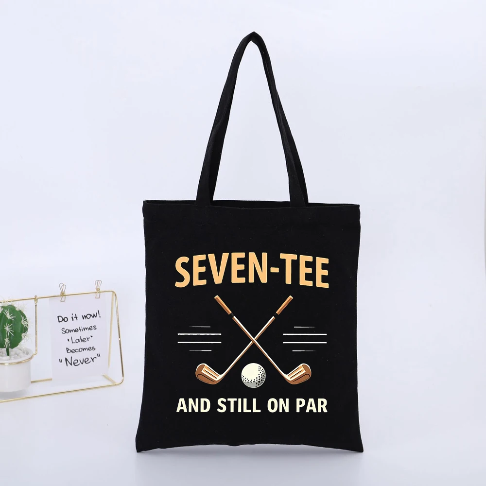Golf Club and Ball Print Canvas Tote Bag, Casual Style for Daily Use and Weekend Outings