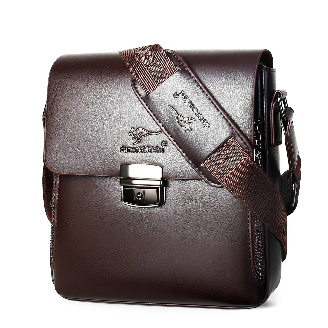 

Genuine Leather Men's Business Commuting Side Bag hasp lock Crossbody Bag Large Capacity Shoulder Messenger Bags Sling Bag Male